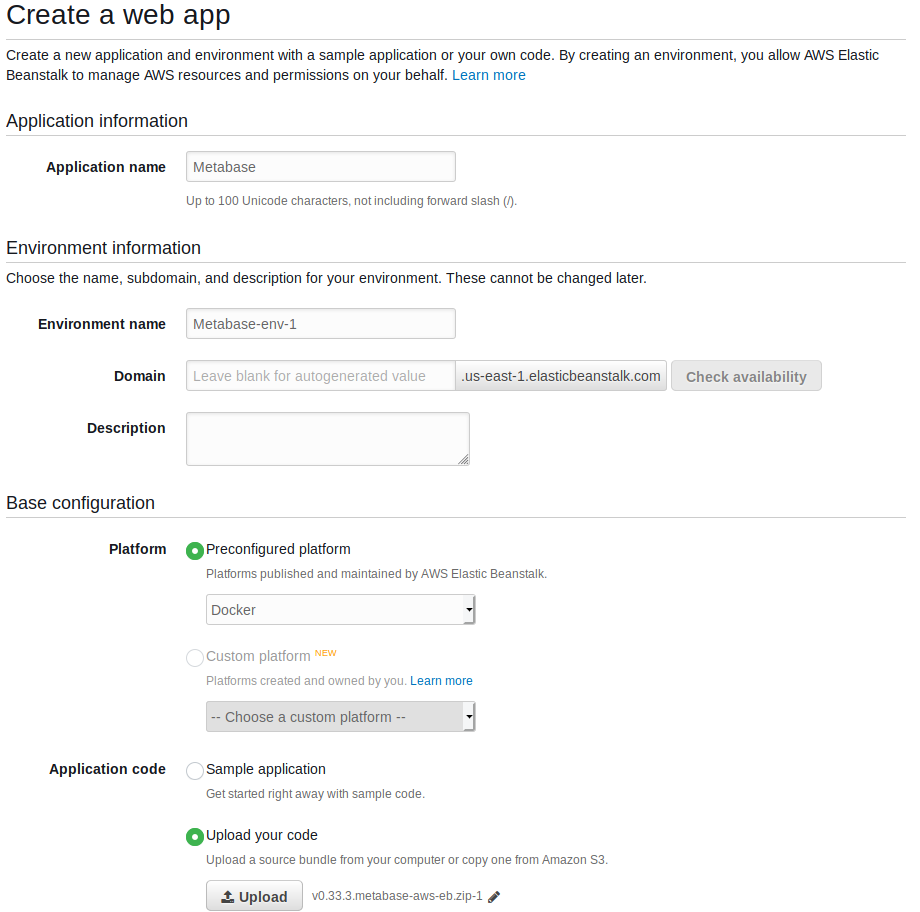 Elastic Beanstalk First Screen