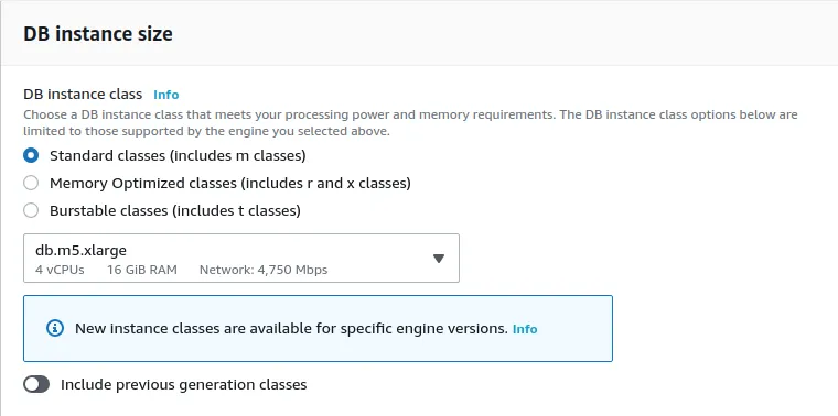 RDS Instance size