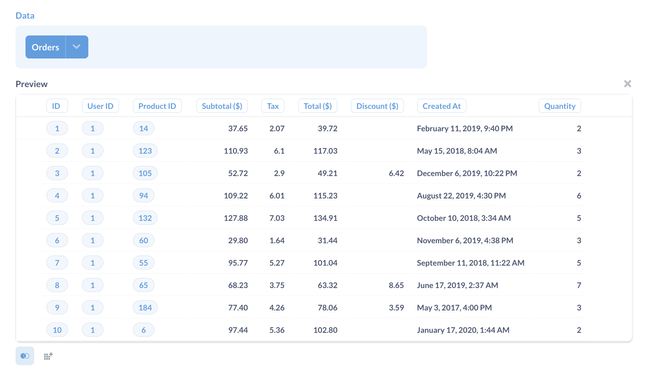 Previewing results